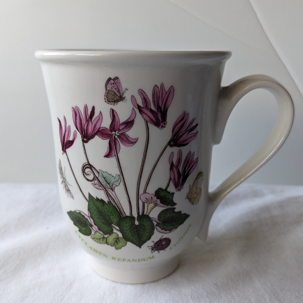 Portmeirion Botanic Garden Cyclamen 25th Anniversary Beaker English Mug Vintage